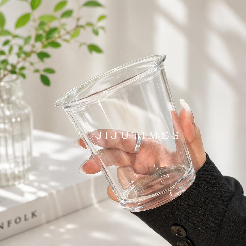 Minimalist Clear Glass Tumbler 350ml – Modern Drinking Glass for Coffee, Milk, Juice & Iced Beverages  Nordic Style Transparent Glass Cup – Heat Resistant Water Tumbler for Coffee, Tea, Juice and Everyday Use